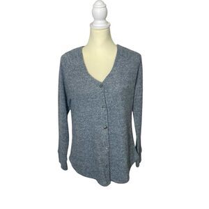 44 Degrees North Gray Waffle Knit V-Neck Lightweight Sweater Women's Size Small